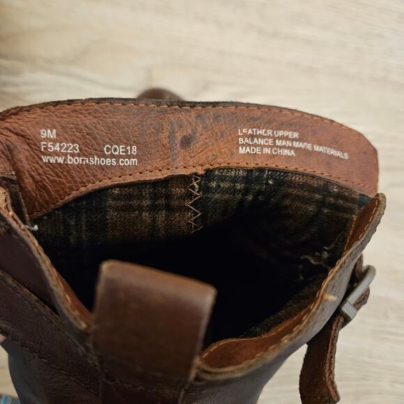 Born Boots Brown Leather Comfort Buckle Strap Side Zip Ankle Booties Womens 9M - Picture 7 of 10